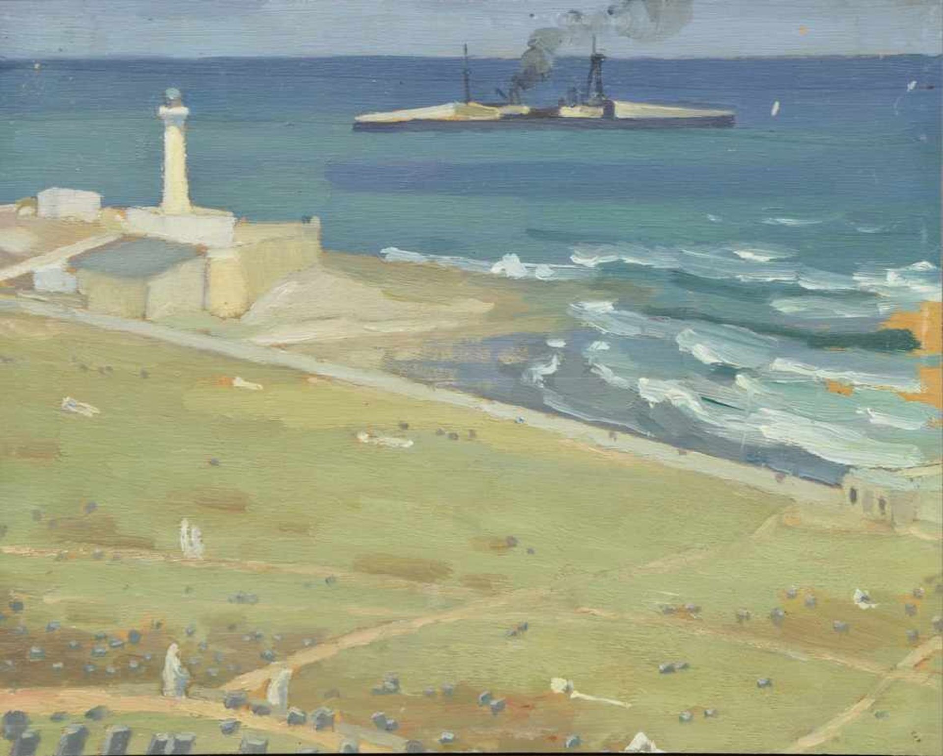 Paar Moréteau, Jules Louis (1886-1950) "Meereslandschaften", Öl/Holz, um 1927, 21x26cm - Bild 2 aus 4