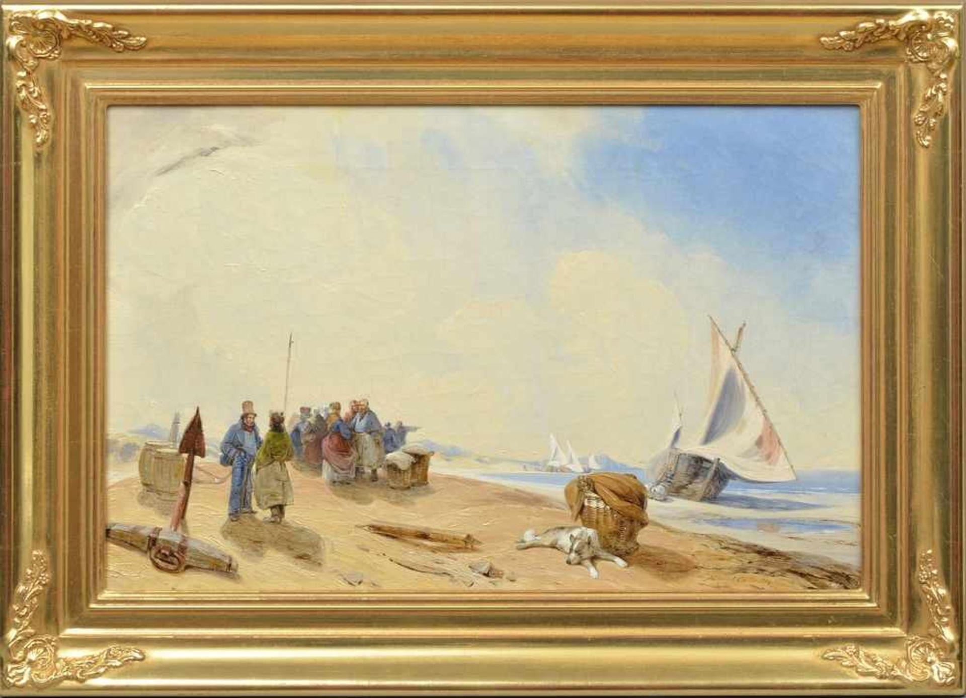 Gätke, Heinrich (1814-1897) "Fischer am Ufer" 1840, Öl/Leinwand, u.r.sign./dat., 35x54cm (m.R. - Bild 2 aus 5