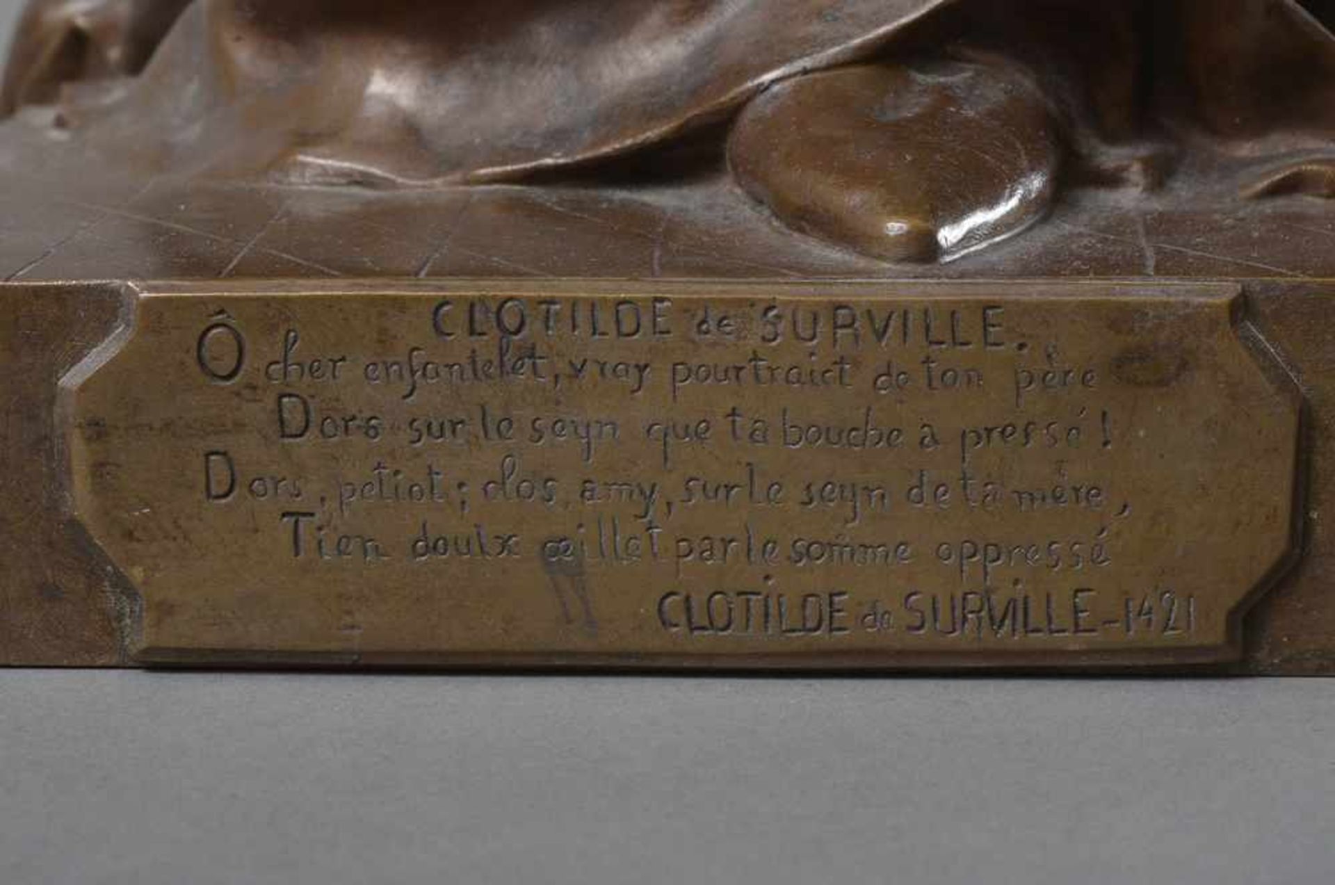 Gautherin, Jean (1840-1890) "Clothilde de Surville", Bronze, rötlich patiniert, am Fuß sign., H. - Bild 3 aus 8