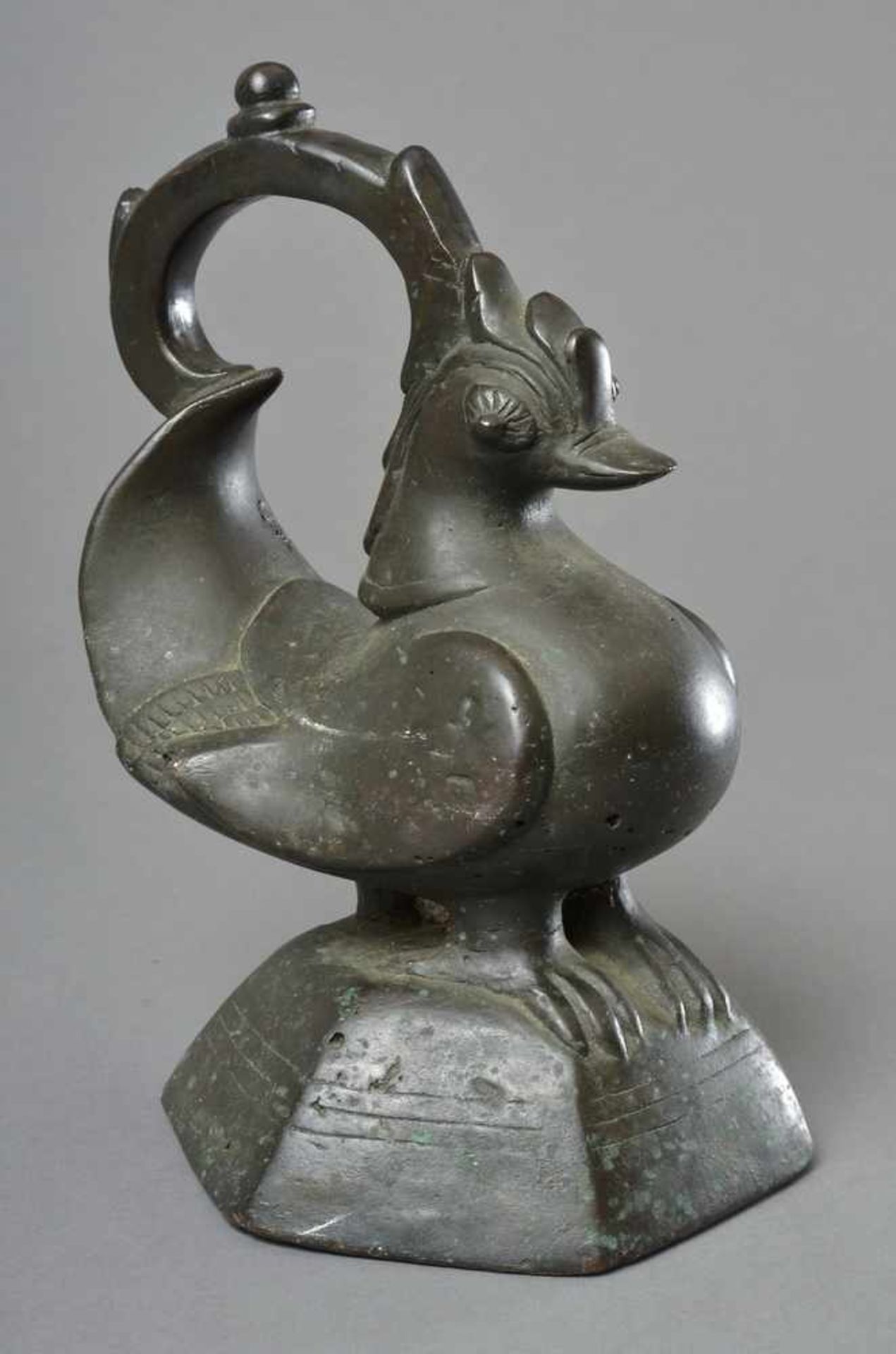Großes Bronze Opiumgewicht "Mandarinente", H. 22cm - Bild 2 aus 3