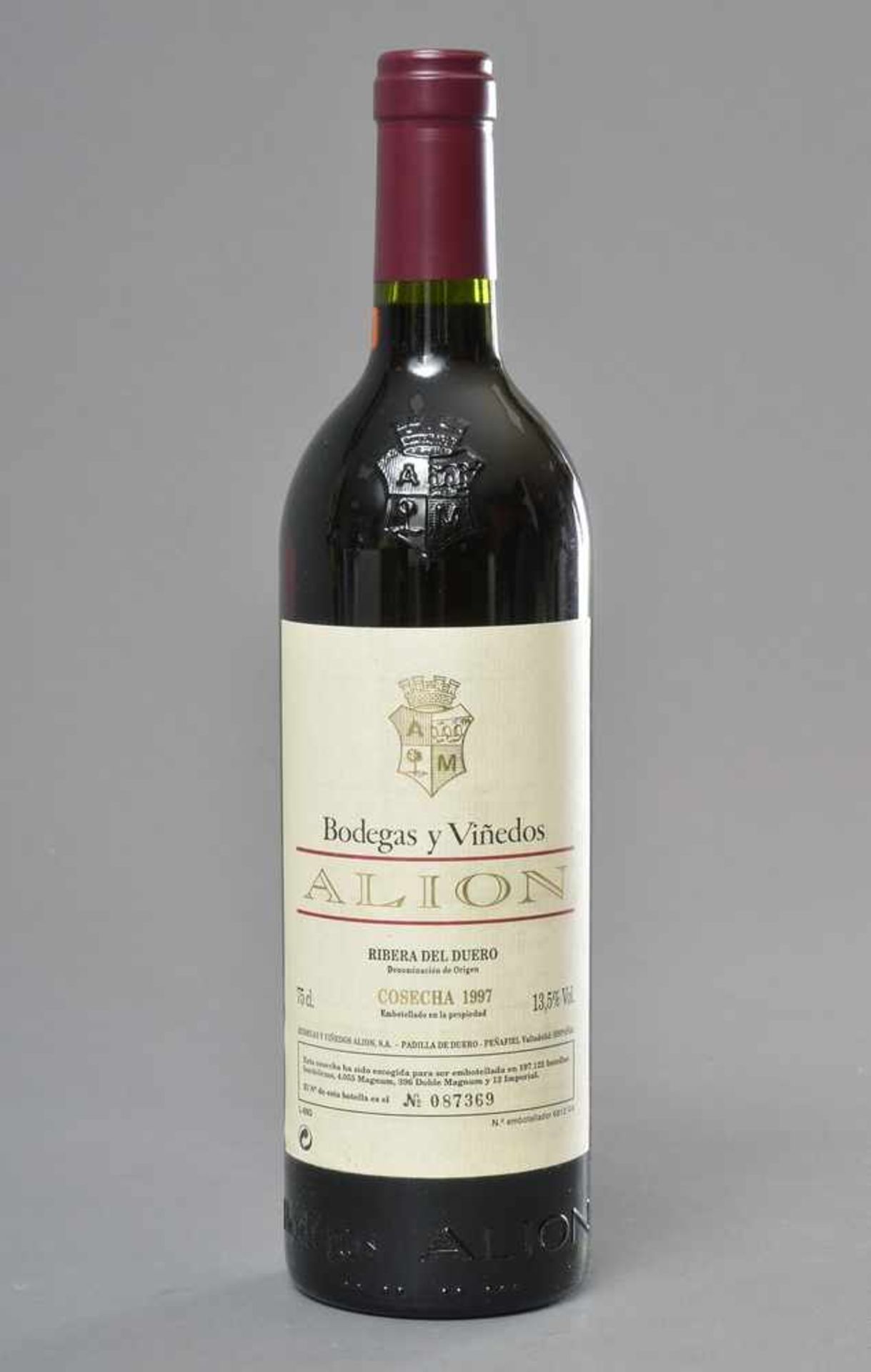 12 Flaschen Rotwein "Bodegas y Vivellos-Alion-Cosecha", 1997 - Bild 2 aus 4
