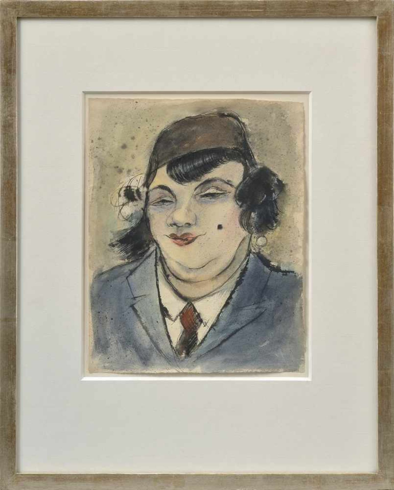 Tappert, Georg (1880-1957) "Dame mit Schönheitsfleck", aquarellierte Federzeichnung auf Papier, - Bild 2 aus 2