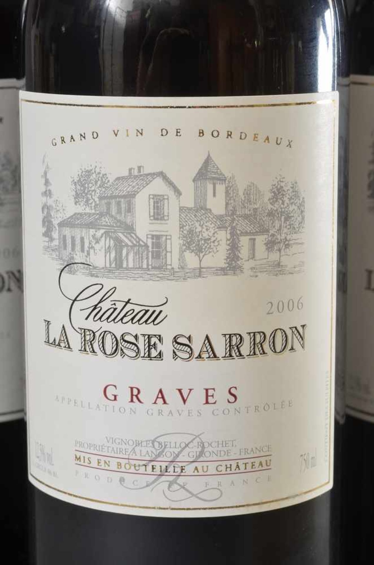 6 Flaschen 2006 Chateau La Rose Sarron, Graves, Bordeaux Rotwein, Schlossabzug, 750ml, orig. Kart. - Bild 2 aus 4
