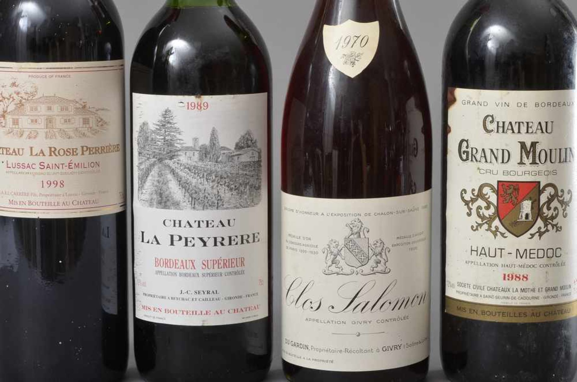 4 Diverse Flaschen französische Rotweine: 1970 Clos Salomon, Appellation Givry Controlee, Du Jardin, - Bild 2 aus 2