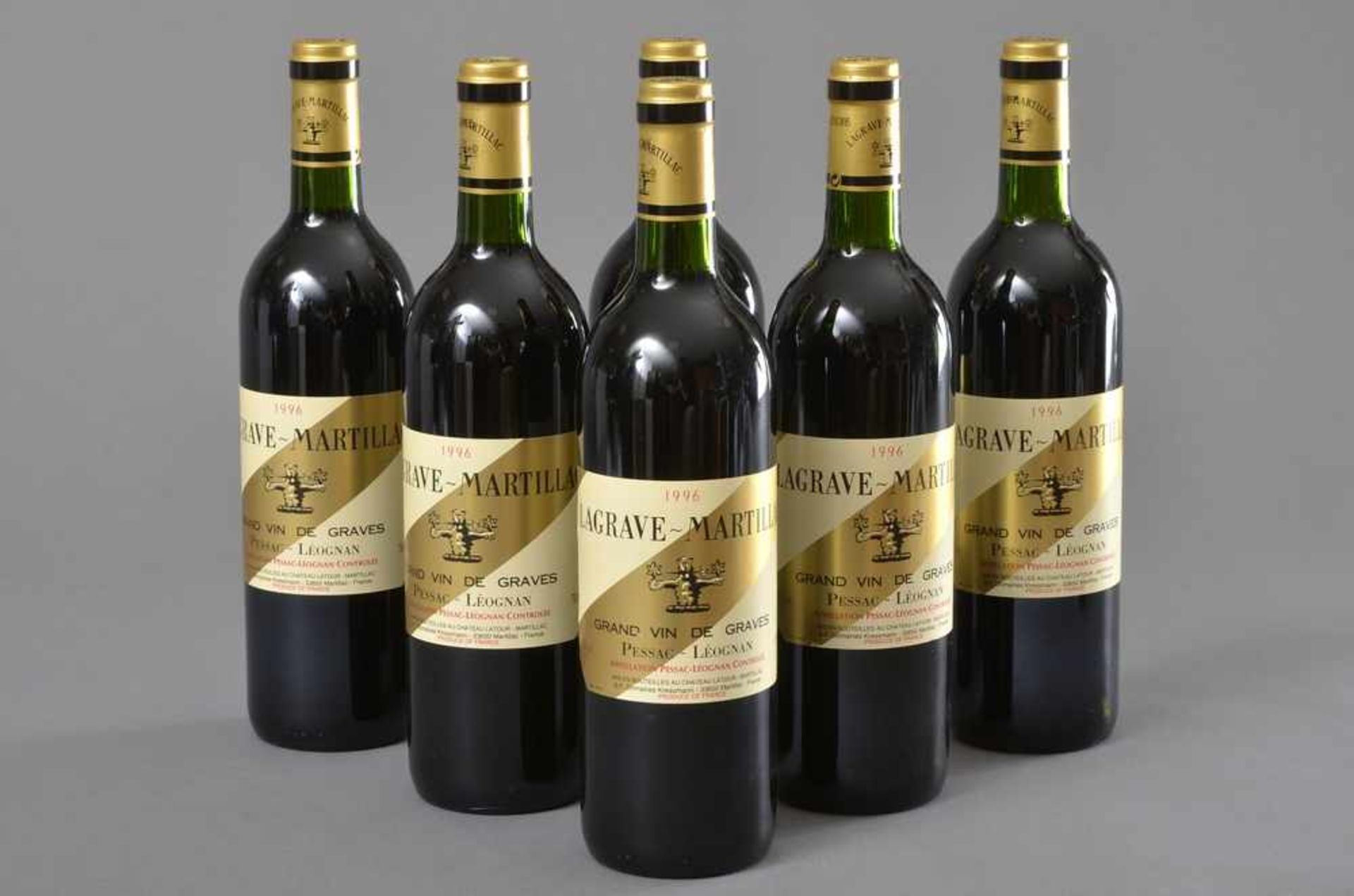6 Flaschen 1996 Lagrave-Martillac, Pessac-Leognan, Bordeaux Rotwein, Schlossabzug Chateau Latour,