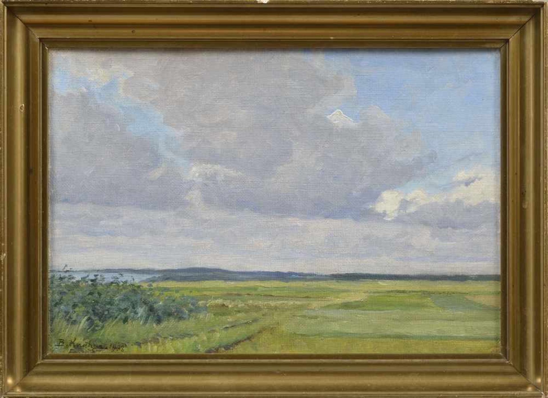 Knutzen, Balder Richard (1862-1937) "Weite dänische Landschaft", Öl/Malpappe, u.l.sign., 22x31, - Bild 2 aus 4
