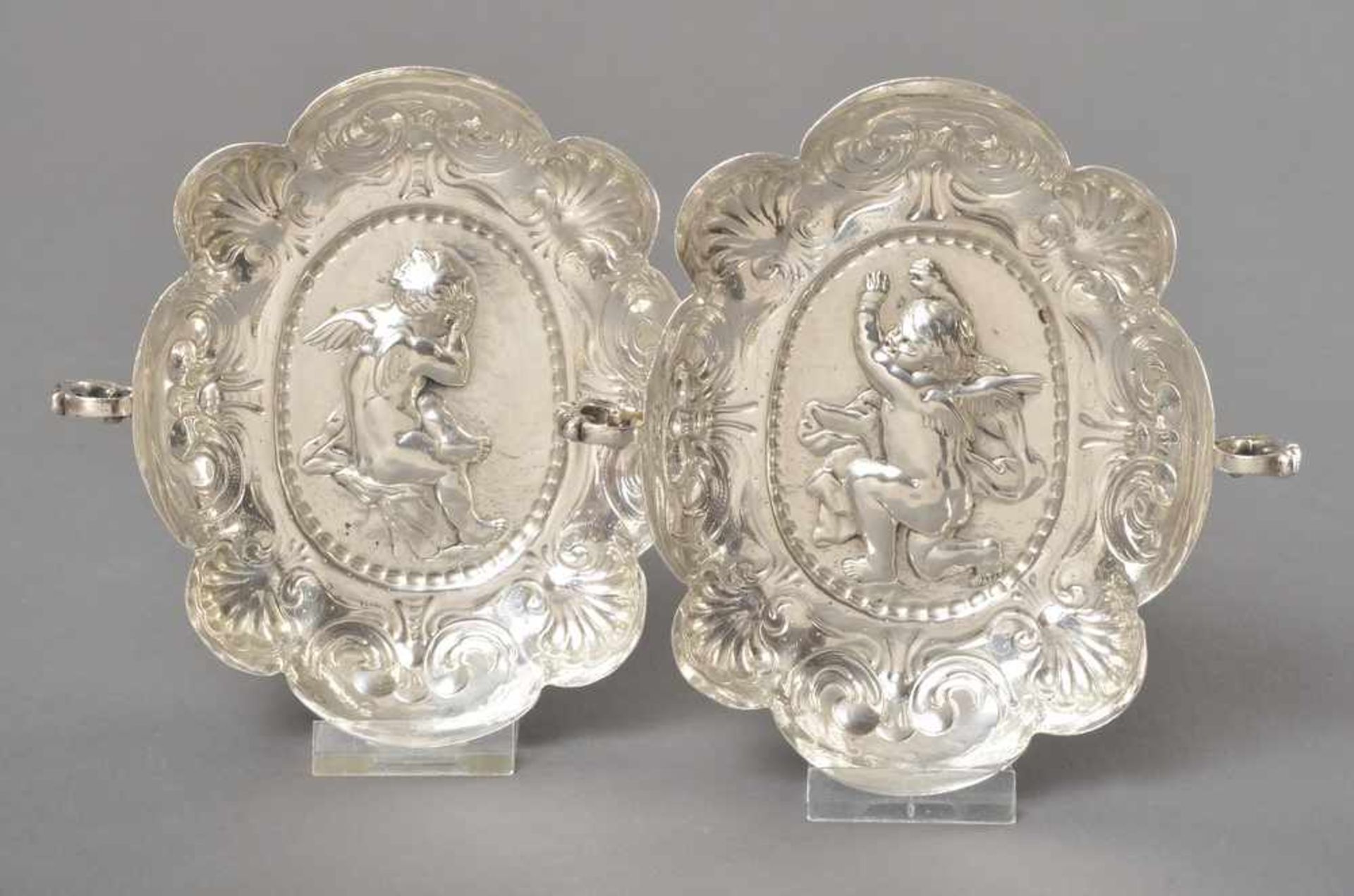 Paar Branntwein Schalen "Engel", Silber, 13Lot, 191g, 14x14cm