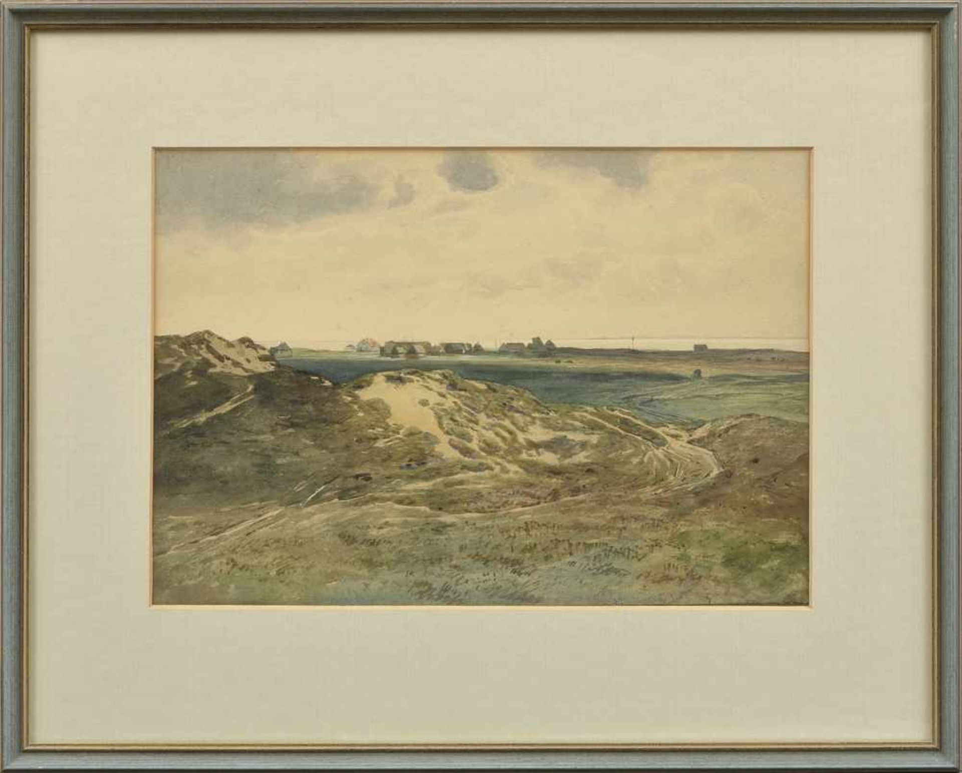Schwinge, Friedrich (1852-1913) zugeschrieben "Sylt Wattseite", Aquarell/Papier, unsign., 25x35cm ( - Bild 2 aus 2