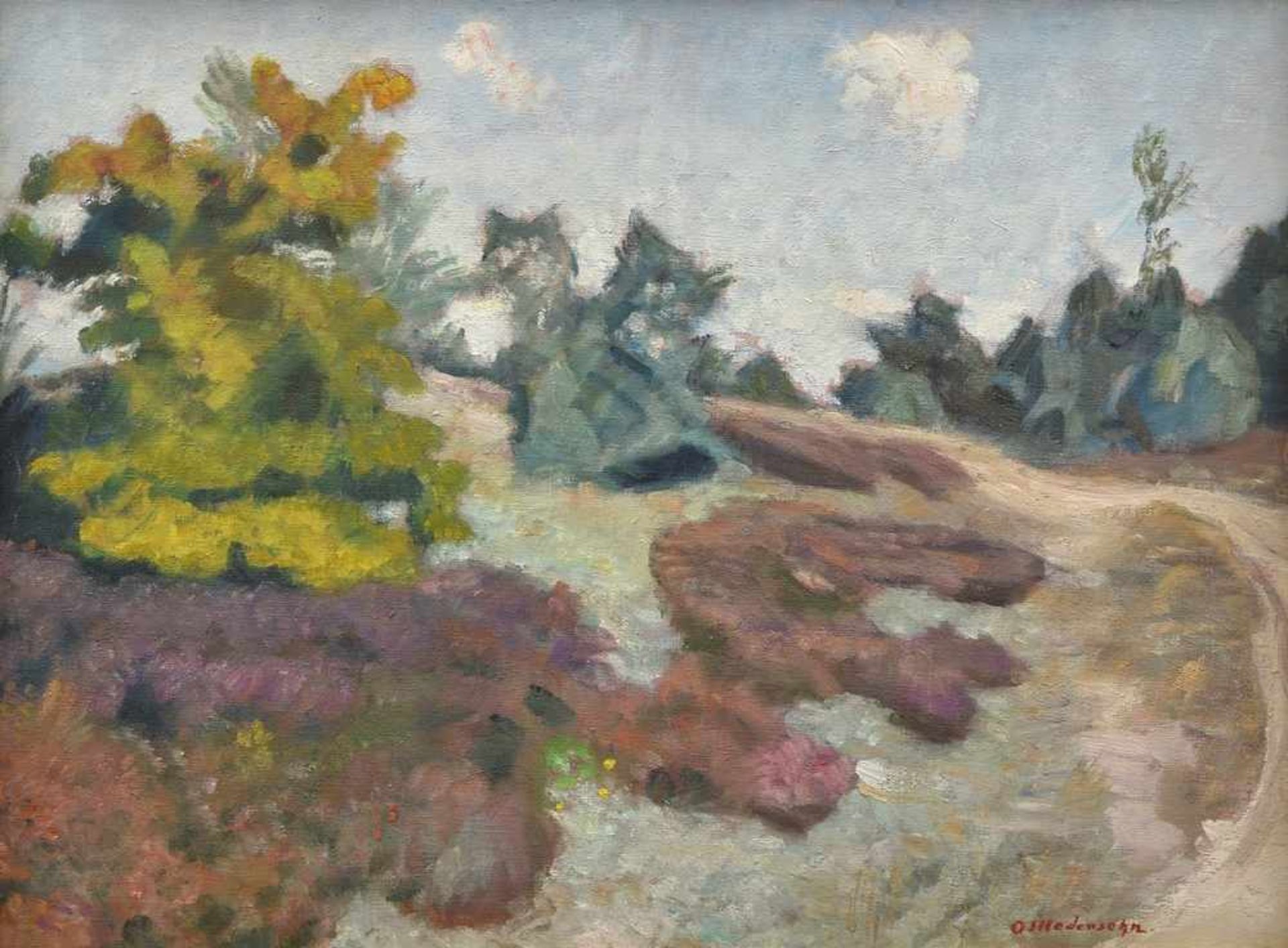 Modersohn, Otto (1865-1943) "In der Surheide", um 1927, verso übermaltes Bild "Steg über die Wümme",