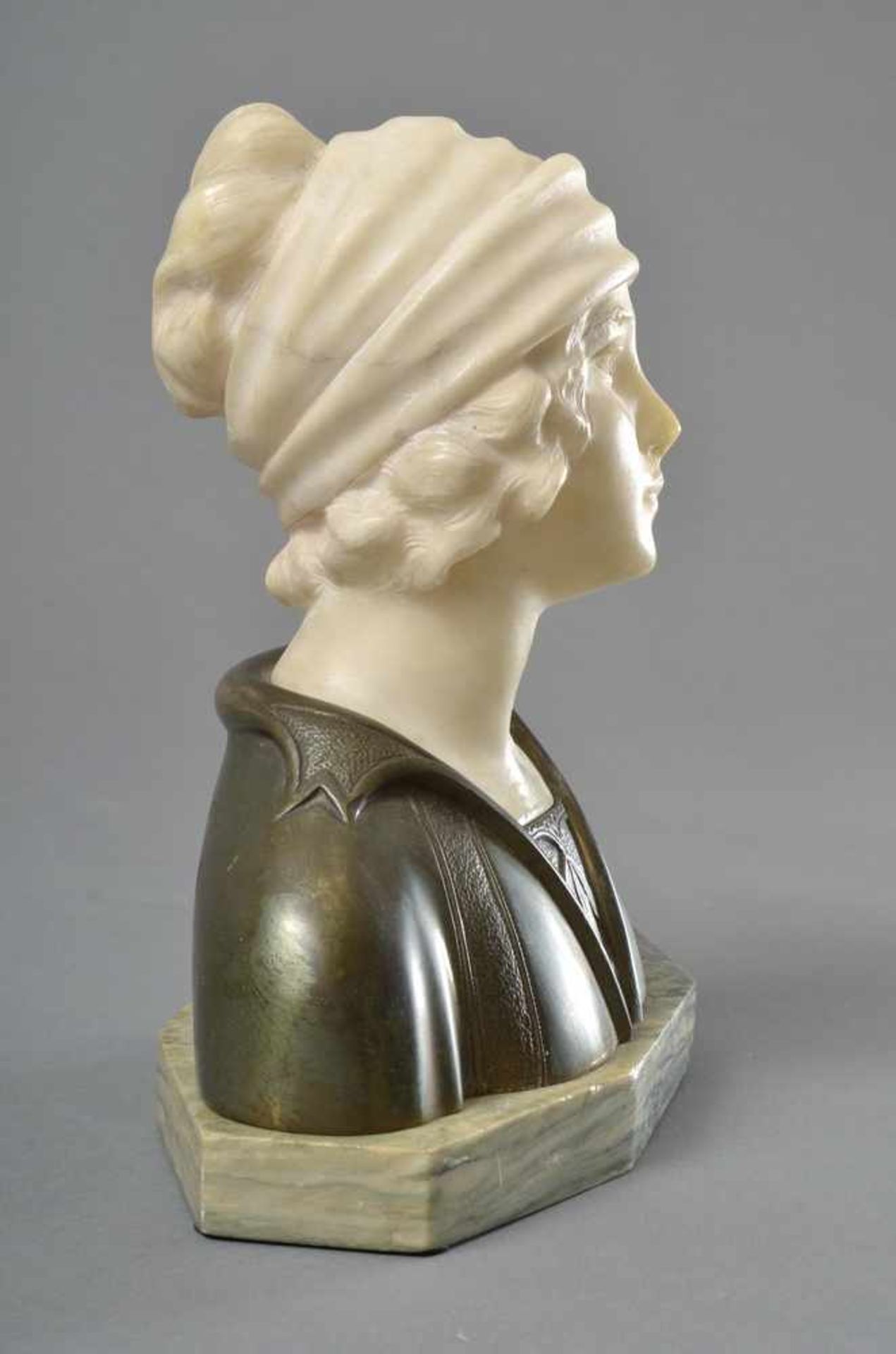 Morin "Mädchen Büste", Marmor/Bronze, sign., H. 18cm - Bild 4 aus 5