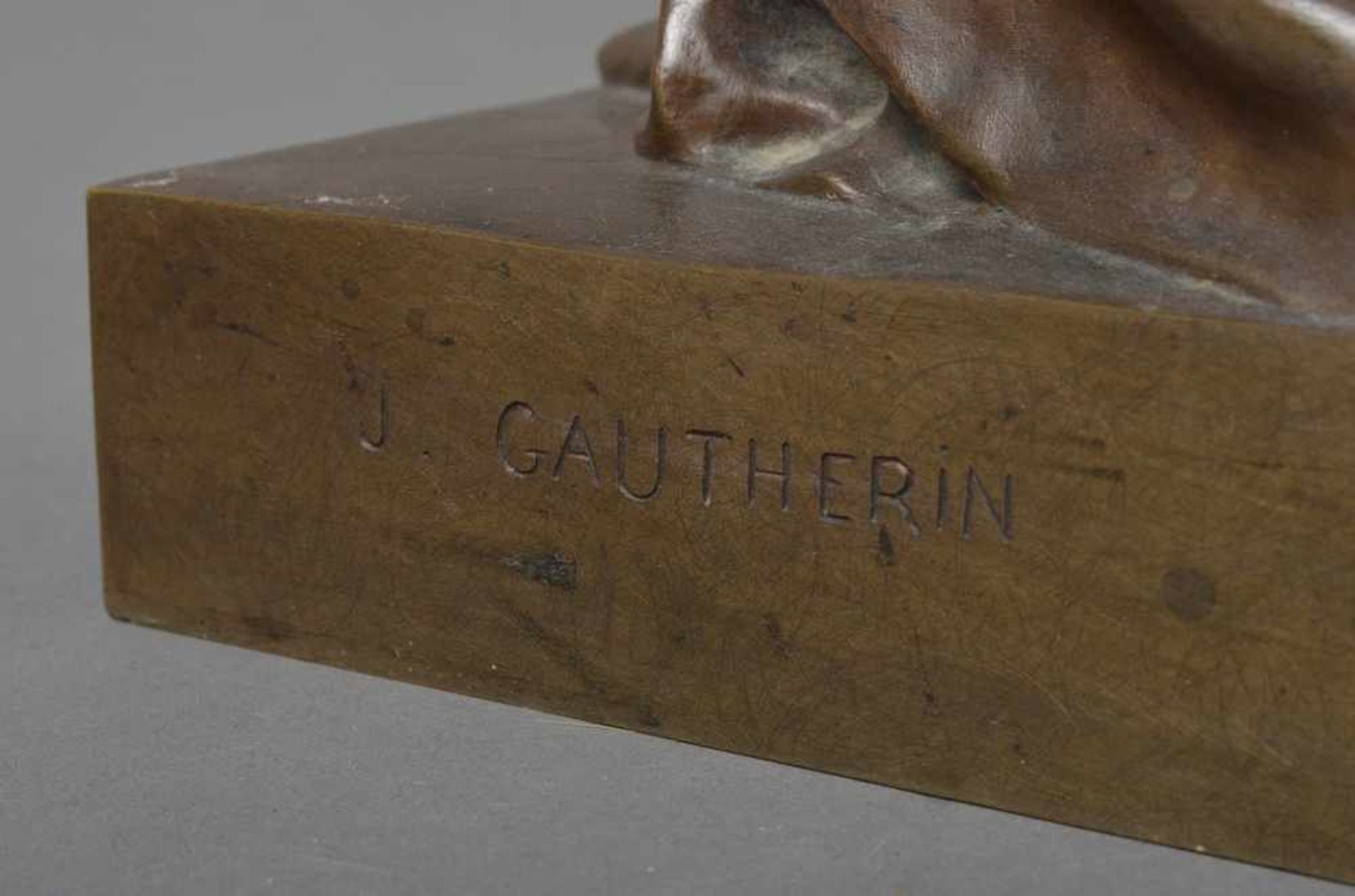 Gautherin, Jean (1840-1890) "Clothilde de Surville", Bronze, rötlich patiniert, am Fuß sign., H. - Bild 4 aus 8