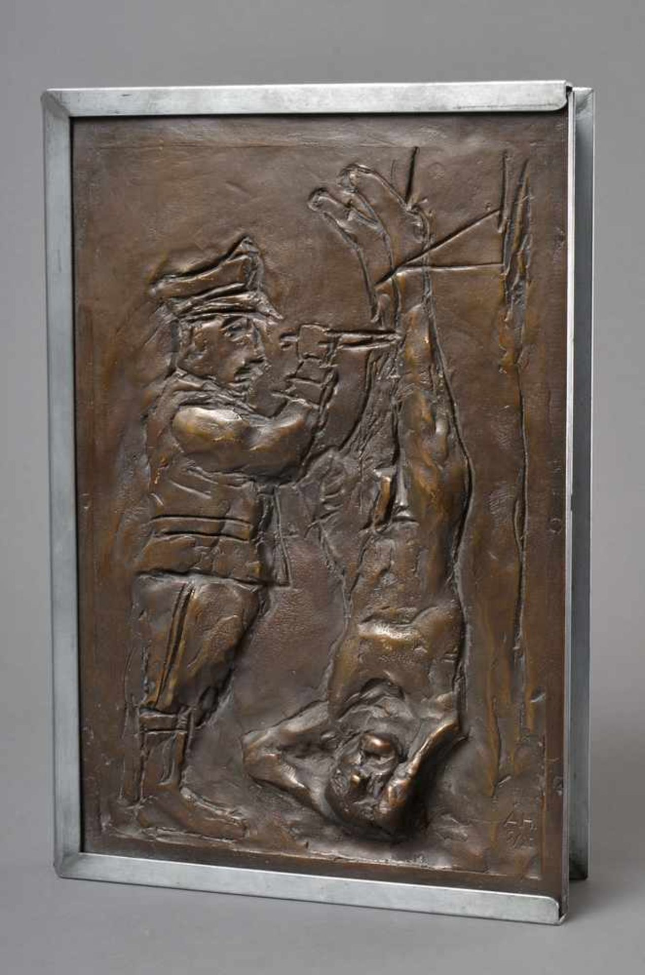 Hrdlicka, Alfred (1928-2009) "Anatomie des Leids", Buch in Schatulle mit Bronze Relief, 7/20, 36,