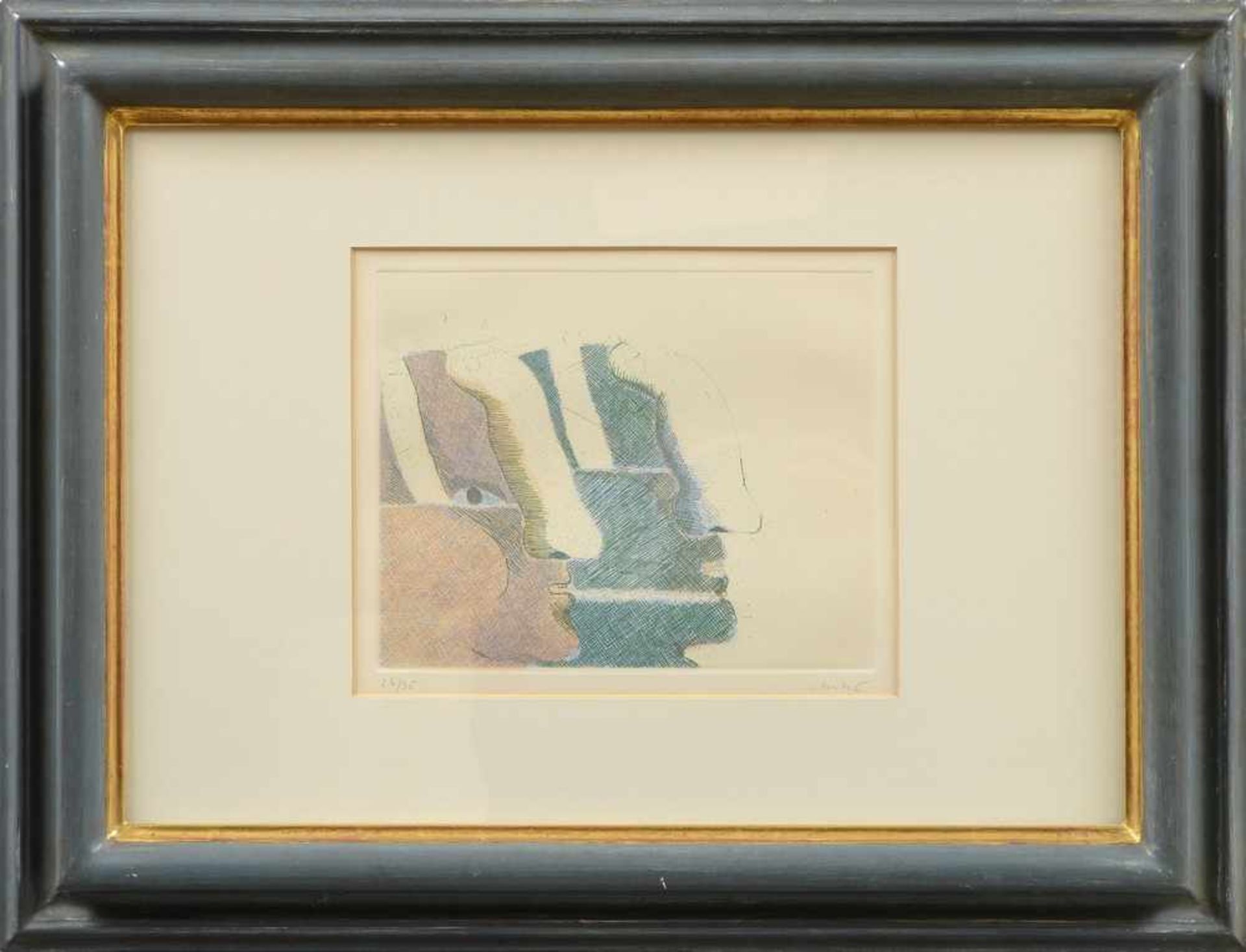 Antes, Horst (*1936) "Zwei Köpfe", Farblithographie 26/35, 19,5x24,5cm (m.R.47,5x63cm) - Bild 2 aus 2