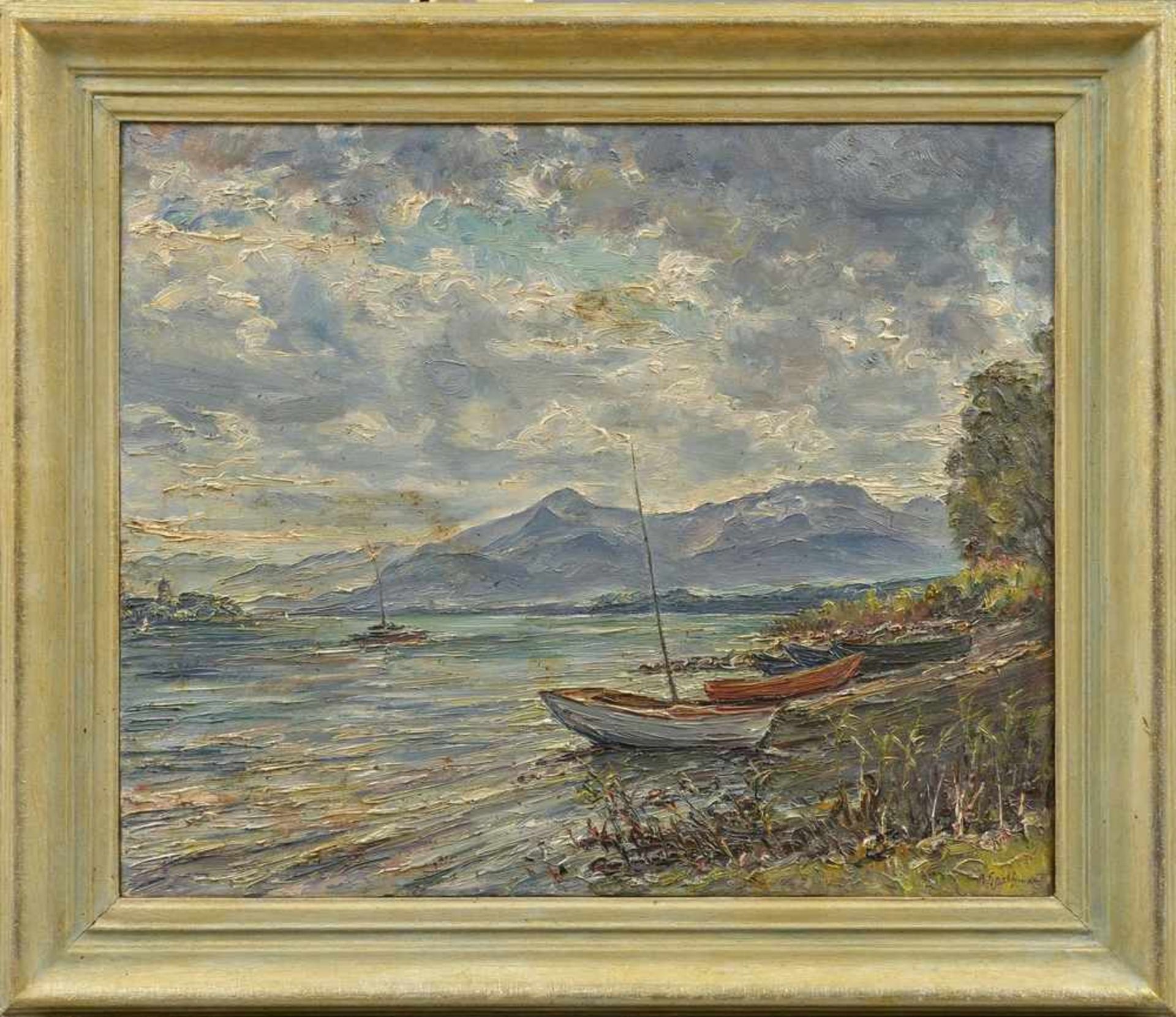 Spethmann, Albert (1894-1986) "Aufziehendes Gewitter am Chiemsee" Öl/Leinwand, u.r.sign., 50x60cm ( - Bild 2 aus 4