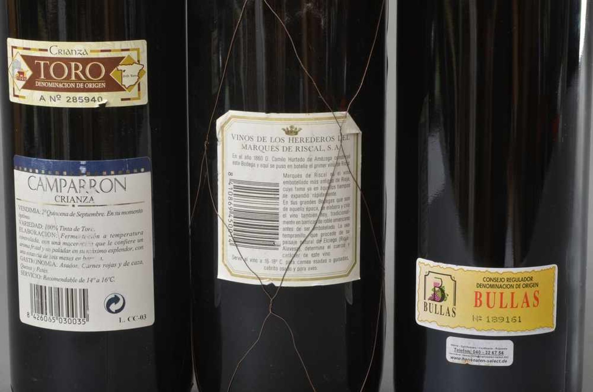 3 Diverse Flaschen spanischer Rotwein: 1984 Marques de Riscal, Rioja DO, Elciego (Alava), 1998 - Bild 3 aus 3