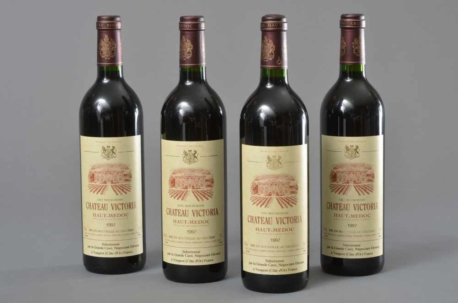 4 Flaschen 1997 Chateau Victoria, Haut-Medoc, Cru Bourgeois, Bordeaux Rotwein, Schlossabzug, 750ml