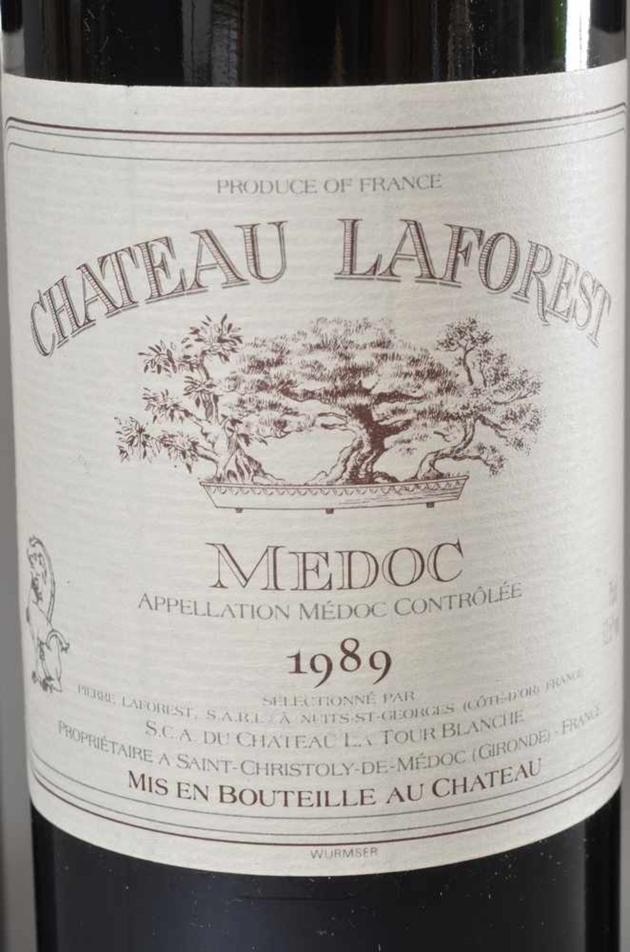 3 Flaschen 1989 Chateau LaForest, Medoc, Bordeaux Rotwein, 750ml - Bild 2 aus 3