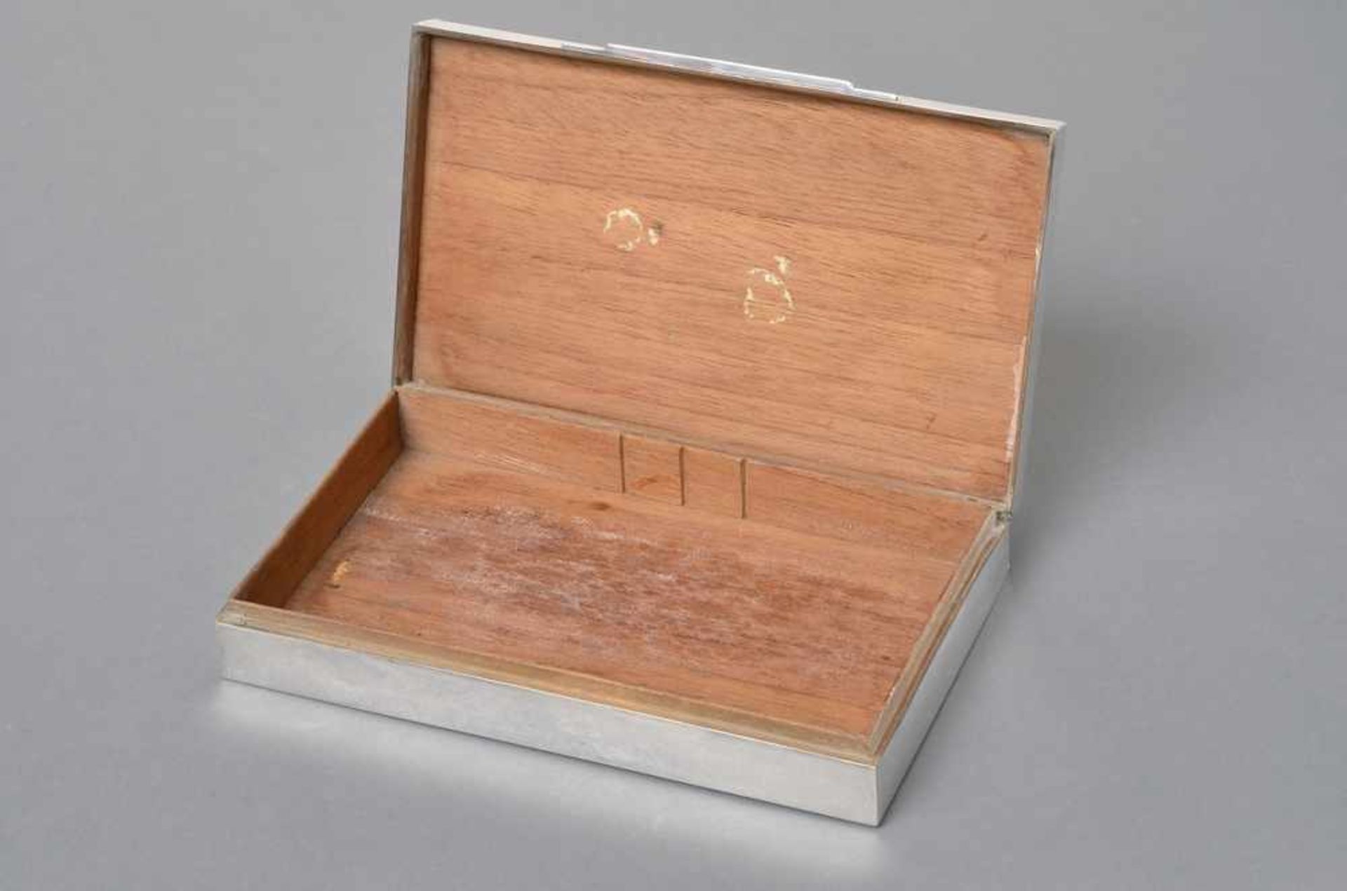 Schlichter Kasten mit Holz Interieur, Schweden, Silber 835, 3,5x19,5x11,2cm, Druckstellen - Bild 2 aus 2
