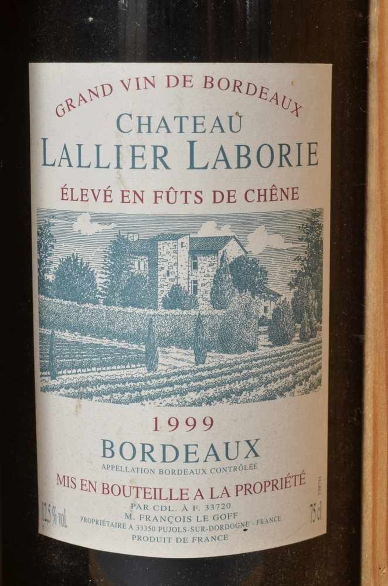 2 Flaschen 1999 Chateau Rallier Laborie, Grand vin de Bordeaux ABC, in Holzkiste - Bild 2 aus 2