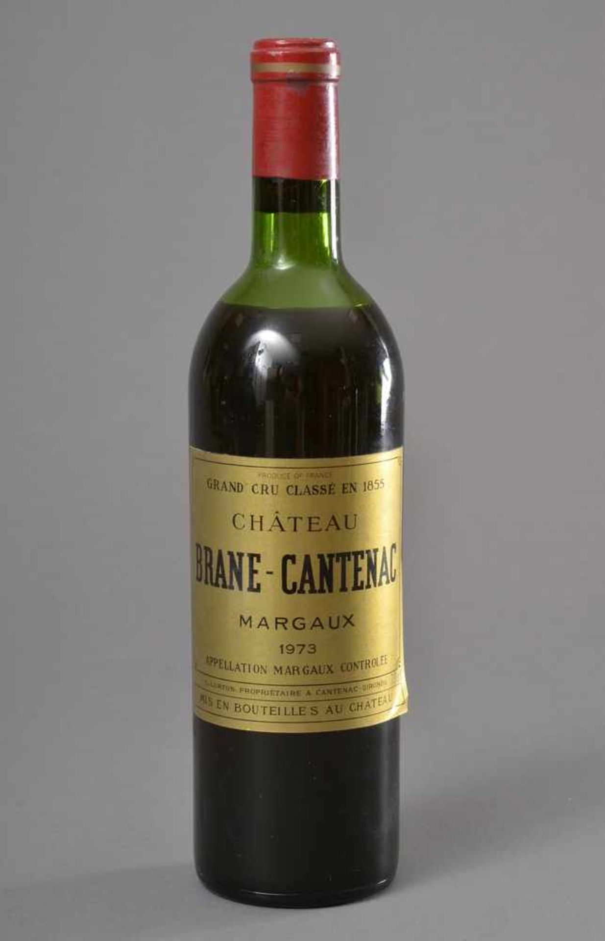 Flasche 1973 Chateau Brane-Cantenac, Margaux, Grand Cru Classe, Bordeaux Rotwein, Schlossabzug,