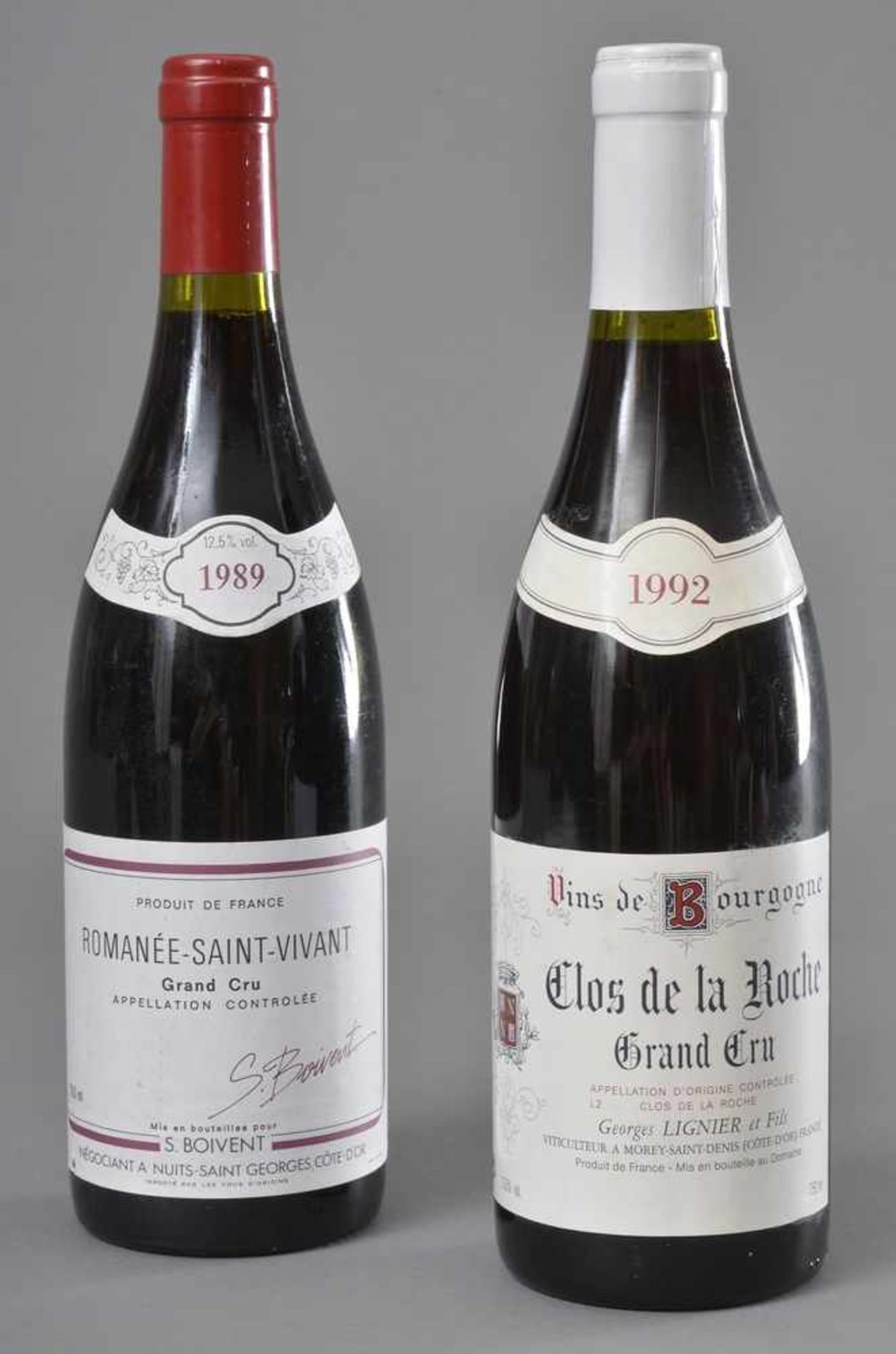 2 Flaschen diverse 1989 Romanee-Saint-Vivant, Grand Cru, 1992 Clos de la Roche, Grand Cru, Burgund