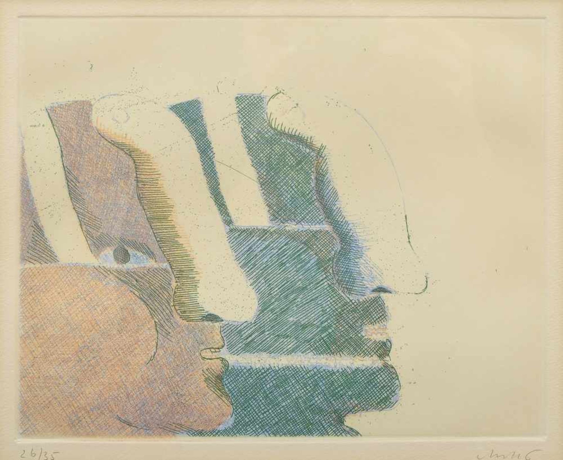 Antes, Horst (*1936) "Zwei Köpfe", Farblithographie 26/35, 19,5x24,5cm (m.R.47,5x63cm)