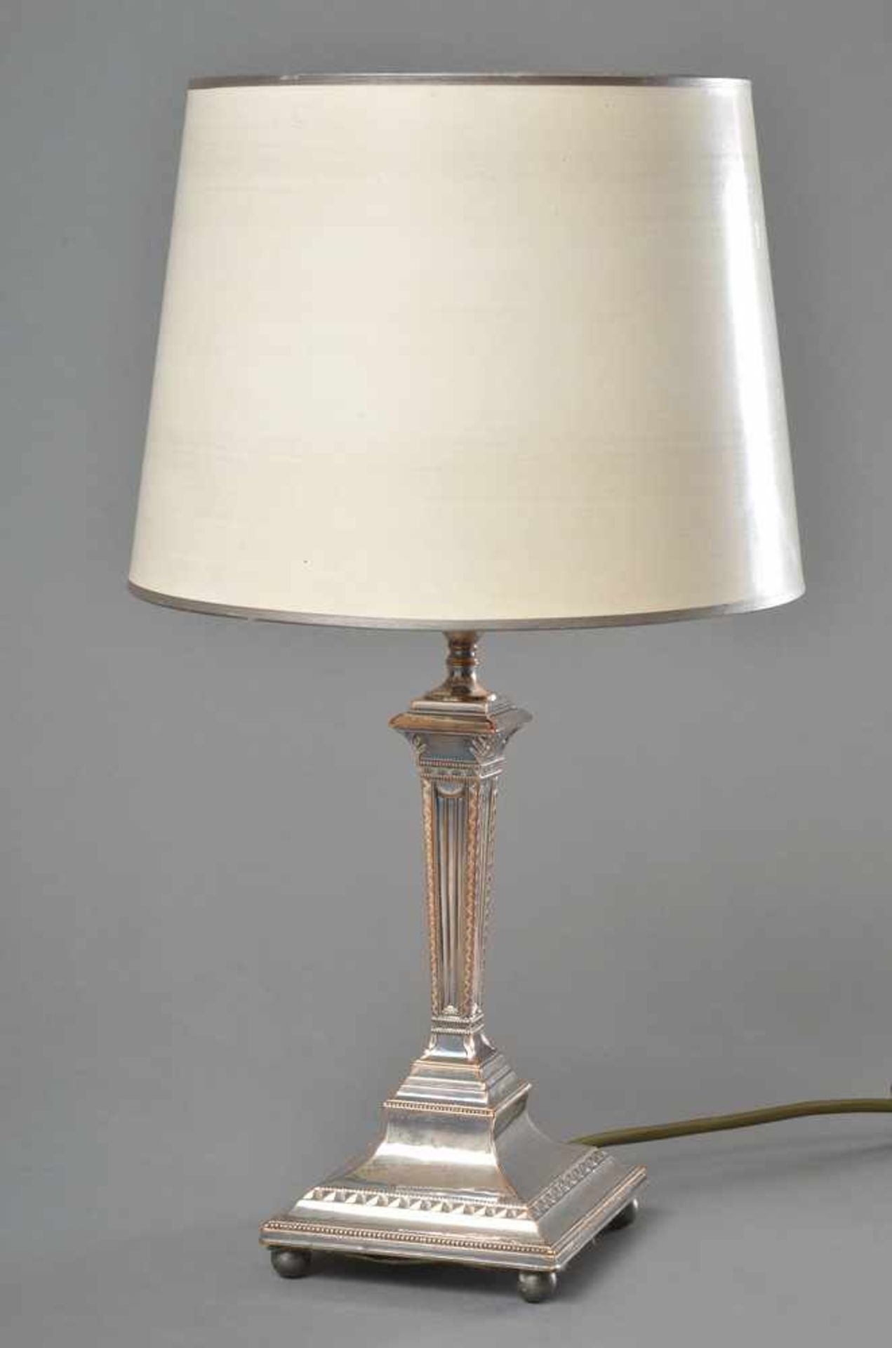 Englischer Leuchter als Lampe montiert, Copper plated, H. 30cm, etwas durchgeputzt
