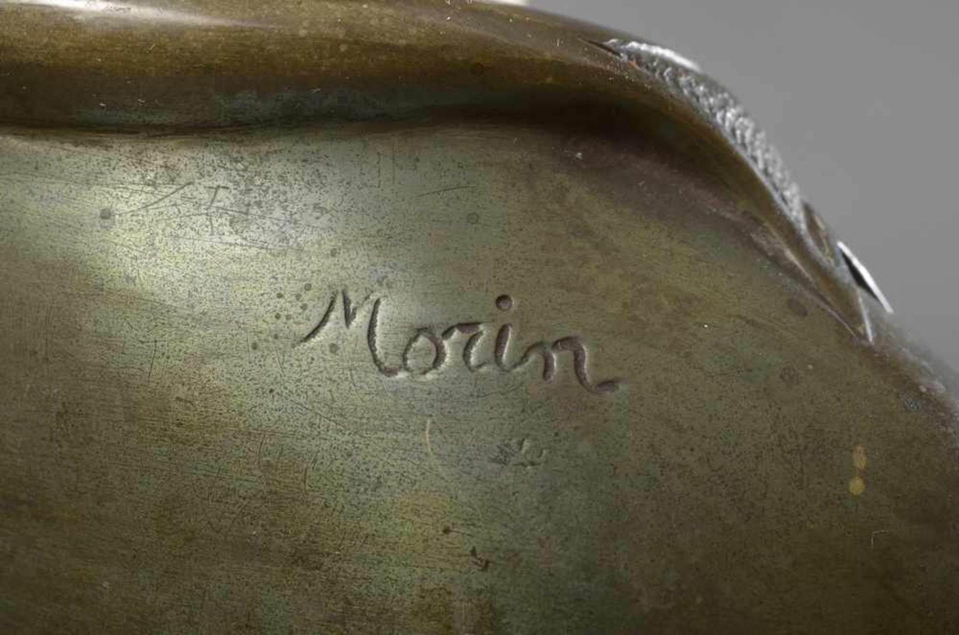 Morin "Mädchen Büste", Marmor/Bronze, sign., H. 18cm - Bild 3 aus 5