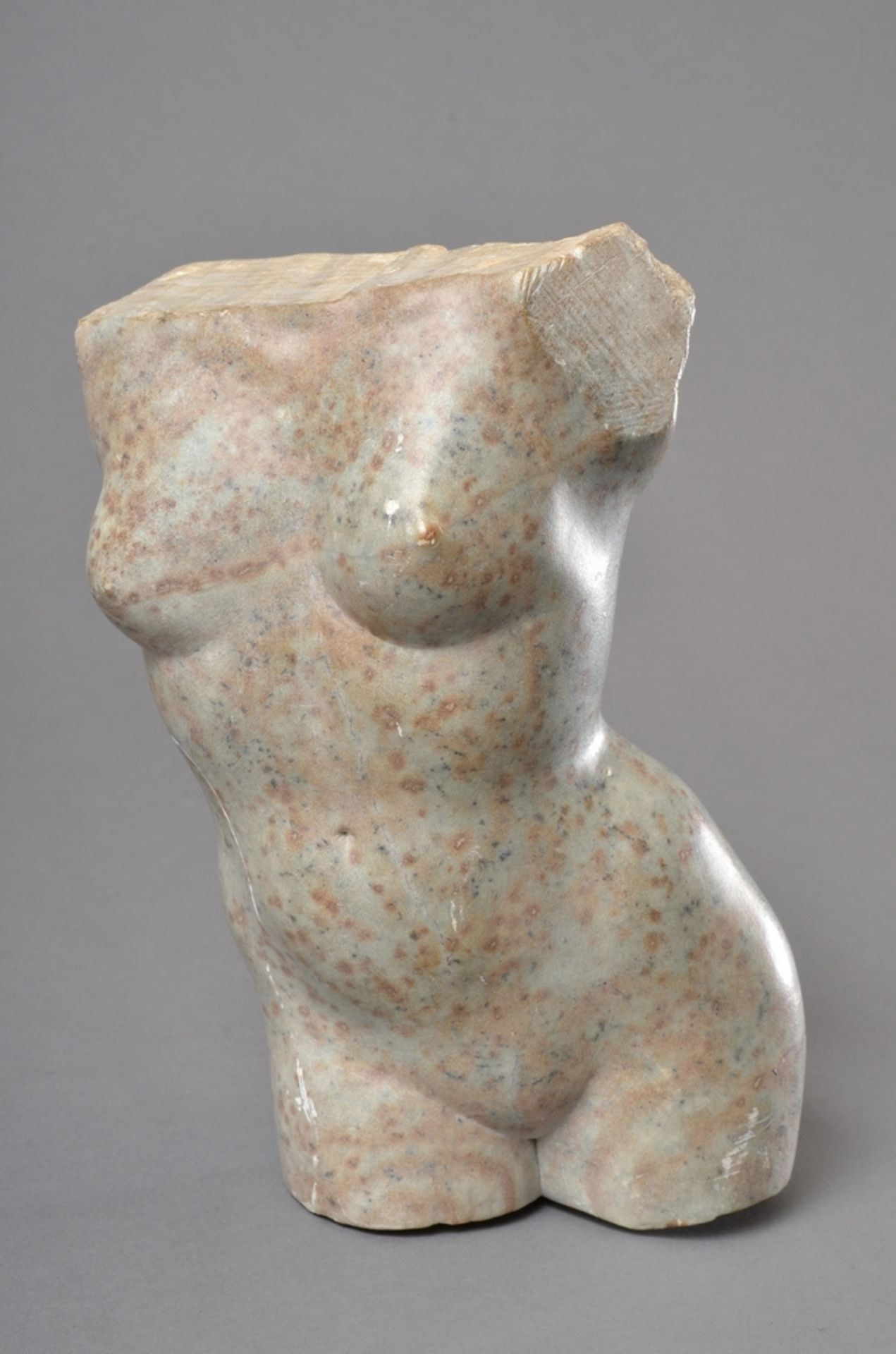 Unsigniert "Weiblicher Torso", Speckstein, H. 24cm, zerkratzt