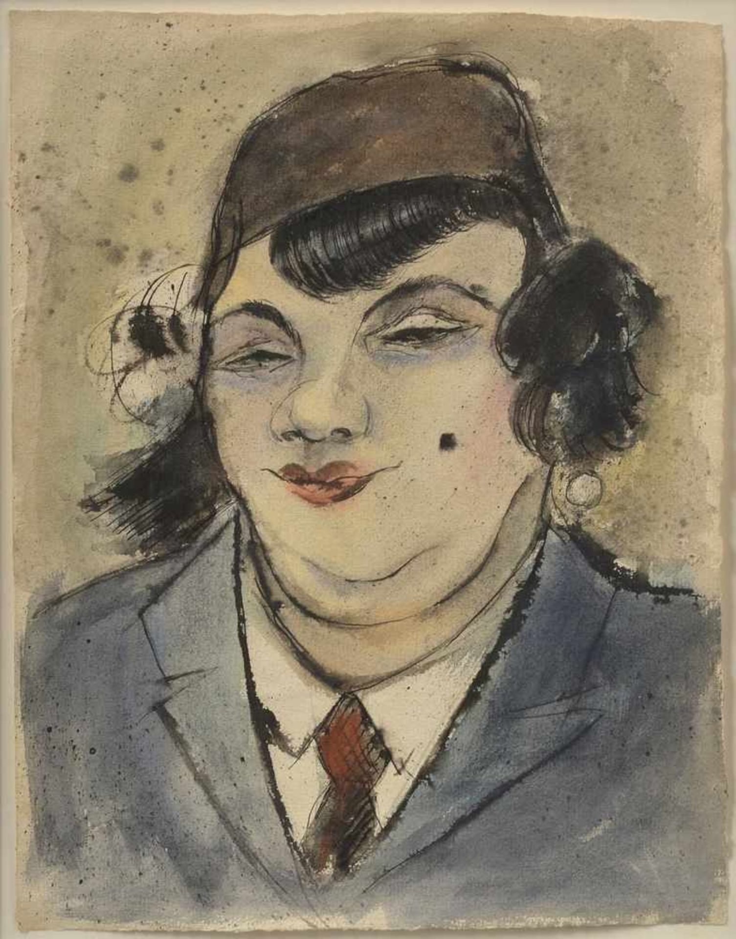 Tappert, Georg (1880-1957) "Dame mit Schönheitsfleck", aquarellierte Federzeichnung auf Papier,