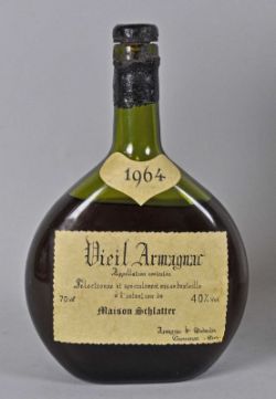 ARMAGNAC Goudolin 1964, 0,7l, 40%, Courresan abgefüllt für Maison Schatter, Füllhöhe obere Schulter,