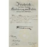 URKUNDE für Georg Weiner. unterzeichnet von Friedrich I. Großherzog von Bayern, Siegel, 1916,