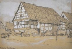 LOTTER Heinrich (1875 Stuttgart - 1941 Insel Reichenau) "Bauerngehöfft im Schwäbischen", Ansicht