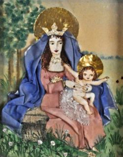 DIX Nelly (1923 - 1955 Düsseldorf) "Madonna mit Jesuskind", farbige Collage mit Silber- und