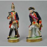 ZWEI PORZELLANFIGUREN "Offizier 1740" und "Grenadier 1742", polychrom dekoriert, parziell