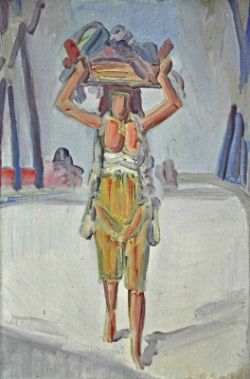 DONZÉ Numa (1885 Basel - 1952 Riehen) "Frauenfigur", abstrahierende Ganzkörperdarstellung einer Frau
