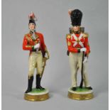 ZWEI PORZELLANFIGUREN "Königliche Danske Livgarde" und "Officer 1815", polychrom dekoriert, parziell