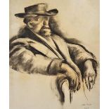 BIRKLE Albert (1900 Berlin - 1986 Salzburg) "Der Maler Artur Kampf", Portrait des alten Malers im