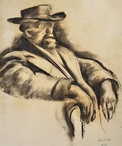BIRKLE Albert (1900 Berlin - 1986 Salzburg) "Der Maler Artur Kampf", Portrait des alten Malers im