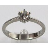 RING Solitärbrillant 0,5ct tw, si, in Krappenfassung, 950 Platin, Gr. 54 23.00 % buyer's premium