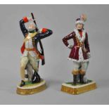 ZWEI PORZELLANFIGUREN "Joachim Murat" und "Musketier 1700", polychrom dekoriert, parziell