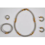 SCHMUCK-SET Pillippe Chariol, fünf Teile: Collier, L 41cm, mit Armbandspange und Ring in flexibler