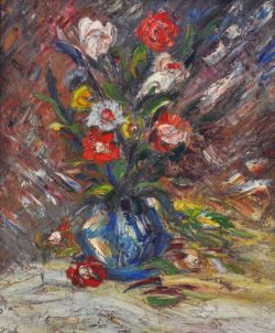 D'ANTY Henry (1910 Belleville - 1998 Paris) "Blumenstilleben", farbiger Strauß in einer blauen