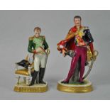 ZWEI PORZELLANFIGUREN "Napoleon I" und "Joseph Anton Poniatowski", polychrom dekoriert, parziell