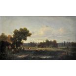 DUPRÉ Victor (1816 Limoges - 1869 Paris) "Voralpenlandschaft", Landschaft mit Kühen, Mägden und