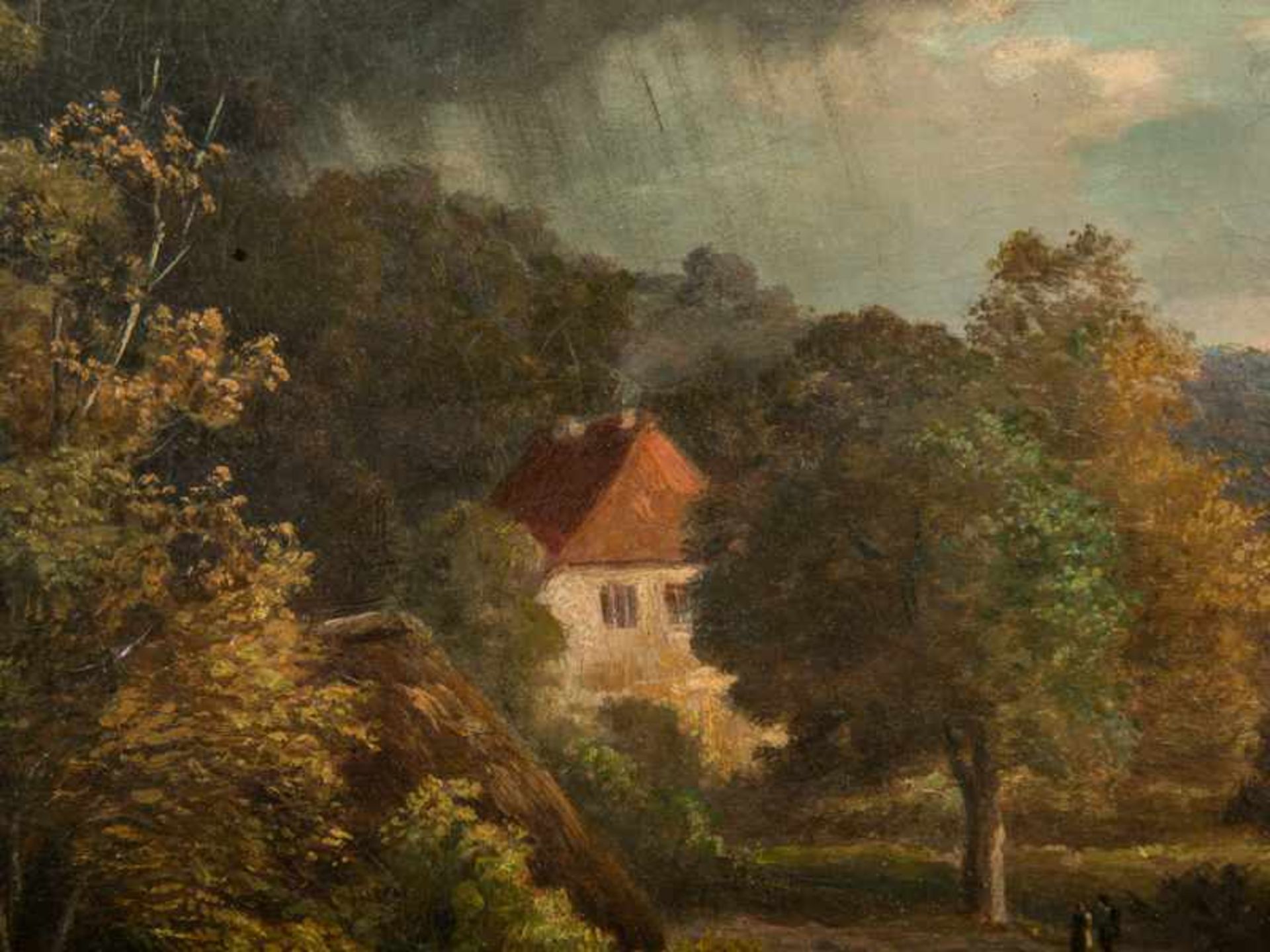 Vollmer, Adolph Friedrich (1806 - 1875) Öl auf Holz; bewaldete norddeutsche Hügellandschaft mit - Bild 4 aus 6