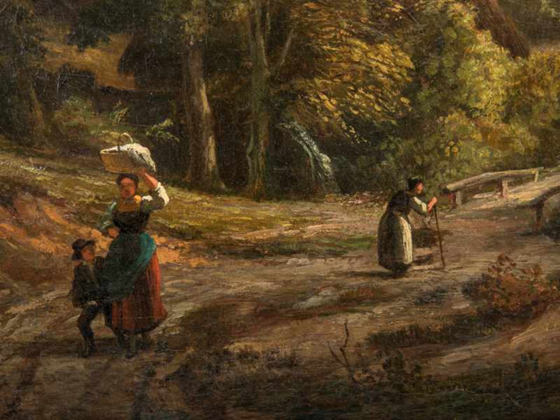 Vollmer, Adolph Friedrich (1806 - 1875) Öl auf Holz; bewaldete norddeutsche Hügellandschaft mit - Bild 3 aus 6