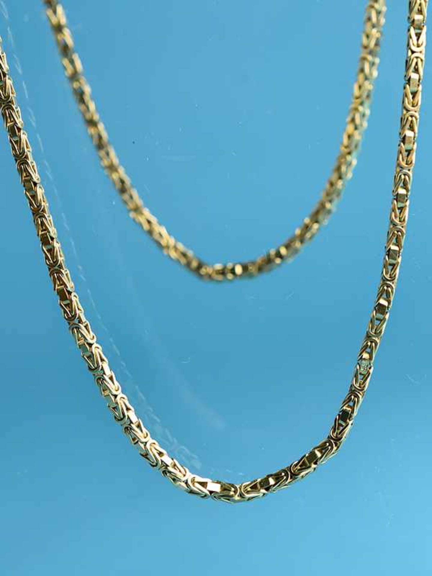 Lange Königskette, 20. Jh. 585/- Gelbgold. Gesamtgewicht ca. 54,9 g. Königskettenmuster. - Bild 2 aus 2