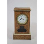 Pendule Charles X, Gehäuse mit feiner brandschattierter Marketerie in Ahorn, französisches Uhrwerk