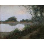 Gustave Jacques Stroskopf (1869 - 1944) Chalet sur l'étang, Landschaftsgemälde, Ende 19. Jh., Öl auf